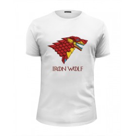 Мужская футболка Premium с принтом Iron Wolf (Stark x Iron Man) , Белый, черный, серый меланж, голубой: 100% хлопок, плотность 160 гр. Остальные цвета: 92% хлопок, 8% лайкра, плотность 170-180гр. |  | 