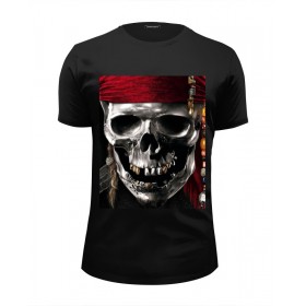 Мужская футболка Premium с принтом пираты карибского моря , Белый, черный, серый меланж, голубой: 100% хлопок, плотность 160 гр. Остальные цвета: 92% хлопок, 8% лайкра, плотность 170-180гр. |  | 