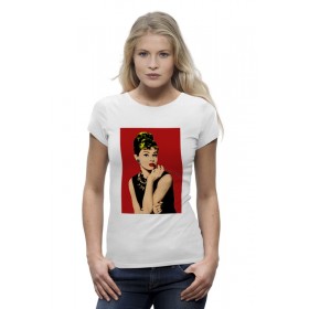 woman_tee с принтом Одри Хепбёрн (Audrey Hepburn) ,  |  | 