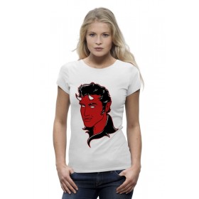 Женская футболка Premium с принтом Элвис Пресли Дьявол ,  |  | 