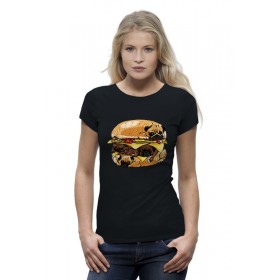 Женская футболка Premium с принтом Мопс Бургер ,  |  | 