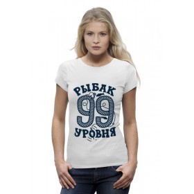Женская футболка Premium с принтом Рыбак 99 уровня ,  |  | 