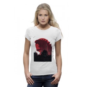 Женская футболка Premium с принтом Godzilla white ,  |  | 