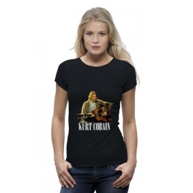 Женская футболка Premium с принтом Nirvana Kurt Cobain guitar t-shirt ,  |  | Тематика изображения на принте: 