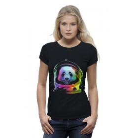 Женская футболка Premium с принтом Панда Космонавт ,  |  | Тематика изображения на принте: 