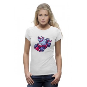 Женская футболка Premium с принтом Динозавр на Картинге ,  |  | 