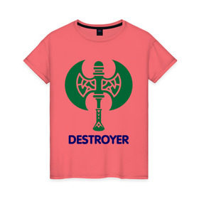 Женская футболка хлопок с принтом Orc Fighter - Destroyer , 100% хлопок | прямой крой, круглый вырез горловины, длина до линии бедер, слегка спущенное плечо | destroyer | lineage