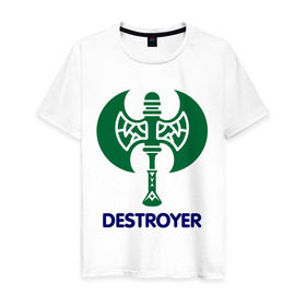 Мужская футболка хлопок с принтом Orc Fighter - Destroyer , 100% хлопок | прямой крой, круглый вырез горловины, длина до линии бедер, слегка спущенное плечо. | destroyer | lineage