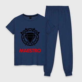 Женская пижама хлопок с принтом Dwarf Fighter - Maestro , 100% хлопок | брюки и футболка прямого кроя, без карманов, на брюках мягкая резинка на поясе и по низу штанин | line age | lineage | линейка | маэстро