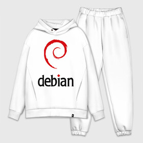 Мужской костюм хлопок OVERSIZE с принтом debian ,  |  | debian | linux | дистрибутивы | линукс | ос