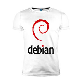 Мужская футболка премиум с принтом debian , 92% хлопок, 8% лайкра | приталенный силуэт, круглый вырез ворота, длина до линии бедра, короткий рукав | Тематика изображения на принте: debian | linux | дистрибутивы | линукс | ос