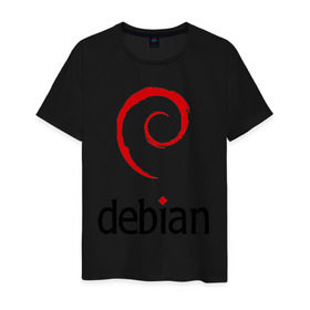 Мужская футболка хлопок с принтом debian , 100% хлопок | прямой крой, круглый вырез горловины, длина до линии бедер, слегка спущенное плечо. | debian | linux | дистрибутивы | линукс | ос