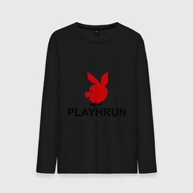 Мужской лонгслив хлопок с принтом Playhrun , 100% хлопок |  | playboy | плейбой | плейхрюн | хрю