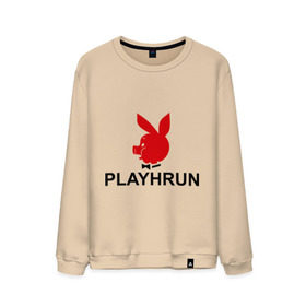 Мужской свитшот хлопок с принтом Playhrun , 100% хлопок |  | playboy | плейбой | плейхрюн | хрю