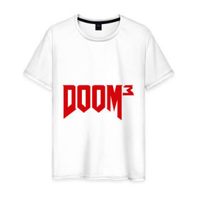 Мужская футболка хлопок с принтом Doom 3 , 100% хлопок | прямой крой, круглый вырез горловины, длина до линии бедер, слегка спущенное плечо. | Тематика изображения на принте: doom3 | дум | компьютерная