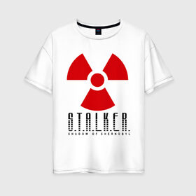 Женская футболка хлопок Oversize с принтом Stalker , 100% хлопок | свободный крой, круглый ворот, спущенный рукав, длина до линии бедер
 | shooter | stalker | постапокалиптические | припять | радиация | сталкер | чернобыль | шутер