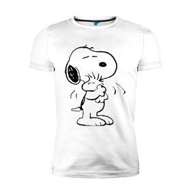 Мужская футболка премиум с принтом Snoopy , 92% хлопок, 8% лайкра | приталенный силуэт, круглый вырез ворота, длина до линии бедра, короткий рукав | snoopy | сгупи