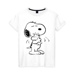 Женская футболка хлопок с принтом Snoopy , 100% хлопок | прямой крой, круглый вырез горловины, длина до линии бедер, слегка спущенное плечо | snoopy | сгупи