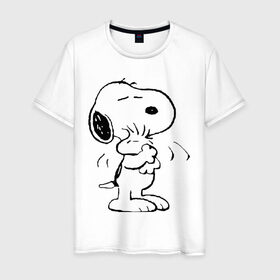 Мужская футболка хлопок с принтом Snoopy , 100% хлопок | прямой крой, круглый вырез горловины, длина до линии бедер, слегка спущенное плечо. | Тематика изображения на принте: snoopy | сгупи