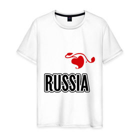 Мужская футболка хлопок с принтом Russia leaf , 100% хлопок | прямой крой, круглый вырез горловины, длина до линии бедер, слегка спущенное плечо. | russia | россия | русский | сердце | че2012 | я русский