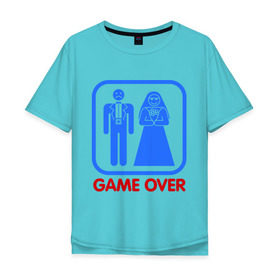 Мужская футболка хлопок Oversize с принтом Game over , 100% хлопок | свободный крой, круглый ворот, “спинка” длиннее передней части | game over | жених | игра закончена | невеста