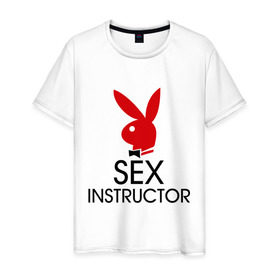 Мужская футболка хлопок с принтом Sex Instructor , 100% хлопок | прямой крой, круглый вырез горловины, длина до линии бедер, слегка спущенное плечо. | инструктор