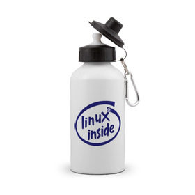 Бутылка спортивная с принтом Linux inside , металл | емкость — 500 мл, в комплекте две пластиковые крышки и карабин для крепления | Тематика изображения на принте: intel inside | linux | linux inside | админу | линукс | пингвины linux | пингвины люникс | прикольные