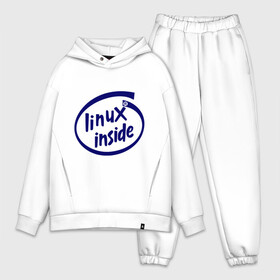 Мужской костюм хлопок OVERSIZE с принтом Linux inside ,  |  | intel inside | linux | linux inside | админу | линукс | пингвины linux | пингвины люникс | прикольные