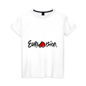 Женская футболка хлопок с принтом Eurovision , 100% хлопок | прямой крой, круглый вырез горловины, длина до линии бедер, слегка спущенное плечо | Тематика изображения на принте: eurovision | евровидение