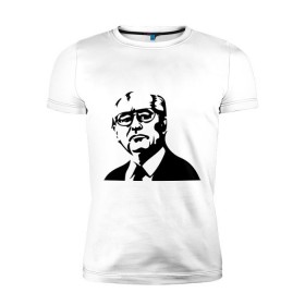 Мужская футболка премиум с принтом Горбачев , 92% хлопок, 8% лайкра | приталенный силуэт, круглый вырез ворота, длина до линии бедра, короткий рукав | горбачев | михаил сергеевич | политические | россия