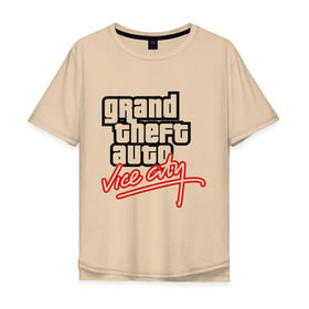 Мужская футболка хлопок Oversize с принтом GTA Vice City , 100% хлопок | свободный крой, круглый ворот, “спинка” длиннее передней части | auto | grand | thaft | гта | игра | компьютерная