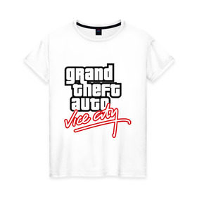 Женская футболка хлопок с принтом GTA Vice City , 100% хлопок | прямой крой, круглый вырез горловины, длина до линии бедер, слегка спущенное плечо | auto | grand | thaft | гта | игра | компьютерная