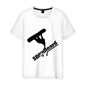 Мужская футболка хлопок с принтом Snowboard , 100% хлопок | прямой крой, круглый вырез горловины, длина до линии бедер, слегка спущенное плечо. | Тематика изображения на принте: 