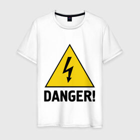 Мужская футболка хлопок с принтом Danger! , 100% хлопок | прямой крой, круглый вырез горловины, длина до линии бедер, слегка спущенное плечо. | alarma | danger | алярма | данжер | знак опасности | опасность