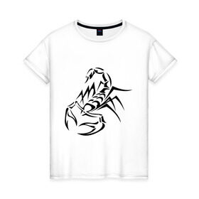 Женская футболка хлопок с принтом Скорпион , 100% хлопок | прямой крой, круглый вырез горловины, длина до линии бедер, слегка спущенное плечо | скорпион