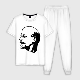 Мужская пижама хлопок с принтом Ленин , 100% хлопок | брюки и футболка прямого кроя, без карманов, на брюках мягкая резинка на поясе и по низу штанин
 | lenin | ussr | ленин | ленин жив | ссср