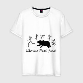 Мужская футболка хлопок с принтом Siberian Fast Food , 100% хлопок | прямой крой, круглый вырез горловины, длина до линии бедер, слегка спущенное плечо. | 