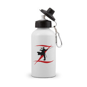 Бутылка спортивная с принтом Zorro , металл | емкость — 500 мл, в комплекте две пластиковые крышки и карабин для крепления | Тематика изображения на принте: zorro | зорро