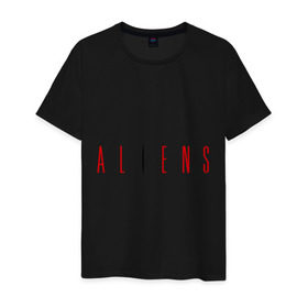 Мужская футболка хлопок с принтом ALIENS , 100% хлопок | прямой крой, круглый вырез горловины, длина до линии бедер, слегка спущенное плечо. | alien | aliens | пришельцы | чужие | чужой