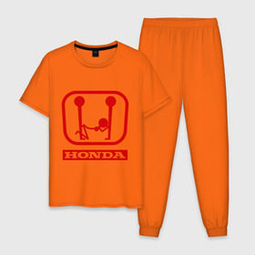 Мужская пижама хлопок с принтом Honda (эро) , 100% хлопок | брюки и футболка прямого кроя, без карманов, на брюках мягкая резинка на поясе и по низу штанин
 | honda | авто | автомобиль | логотип | марка | машина | хонда