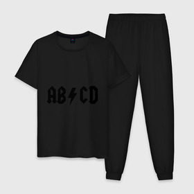 Мужская пижама хлопок с принтом ABCD , 100% хлопок | брюки и футболка прямого кроя, без карманов, на брюках мягкая резинка на поясе и по низу штанин
 | ac dc | acdc | acds | acdsee | эйсидиси