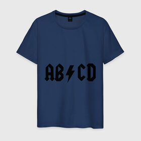 Мужская футболка хлопок с принтом ABCD , 100% хлопок | прямой крой, круглый вырез горловины, длина до линии бедер, слегка спущенное плечо. | Тематика изображения на принте: ac dc | acdc | acds | acdsee | эйсидиси