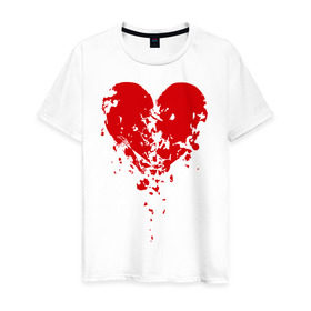 Мужская футболка хлопок с принтом Сердце рассыпалось , 100% хлопок | прямой крой, круглый вырез горловины, длина до линии бедер, слегка спущенное плечо. | осколки | разбитое сердце | сердце