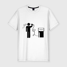 Мужская футболка премиум с принтом Бензиновый суицид , 92% хлопок, 8% лайкра | приталенный силуэт, круглый вырез ворота, длина до линии бедра, короткий рукав | бензин | бензиновый суицид | бензоколонка | заправка | суицид