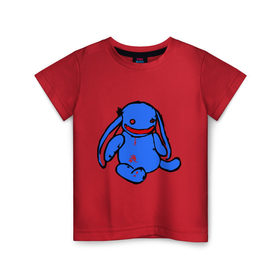 Детская футболка хлопок с принтом Смешной заяц , 100% хлопок | круглый вырез горловины, полуприлегающий силуэт, длина до линии бедер | зайчик | заяц | игрушка | плюшевый заяц | смешной заяц
