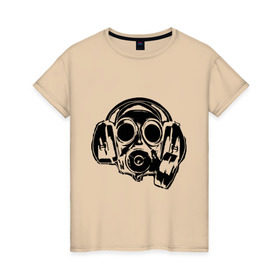 Женская футболка хлопок с принтом Toxic DJ , 100% хлопок | прямой крой, круглый вырез горловины, длина до линии бедер, слегка спущенное плечо | deejay | dj | toxic | диджей | противогаз | токсик