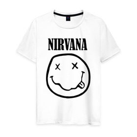 Мужская футболка хлопок с принтом Nirvana , 100% хлопок | прямой крой, круглый вырез горловины, длина до линии бедер, слегка спущенное плечо. | cobain | media | nirvana | rock | smells like teen spirit | toplanding | кобейн | нирвана | рок