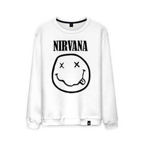 Мужской свитшот хлопок с принтом Nirvana , 100% хлопок |  | cobain | media | nirvana | rock | smells like teen spirit | toplanding | кобейн | нирвана | рок