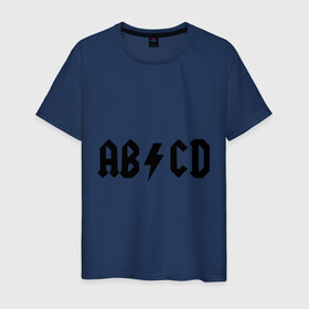 Мужская футболка хлопок с принтом ABCD , 100% хлопок | прямой крой, круглый вырез горловины, длина до линии бедер, слегка спущенное плечо. | ac dc | acdc | acdsee | эйсидиси