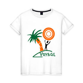 Женская футболка хлопок с принтом Voyage , 100% хлопок | прямой крой, круглый вырез горловины, длина до линии бедер, слегка спущенное плечо | 